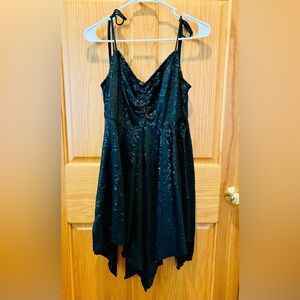 NWT 1X Dolls Kill Current Mood Keep Shining Ruched Mini Dress in Black w/Sequins